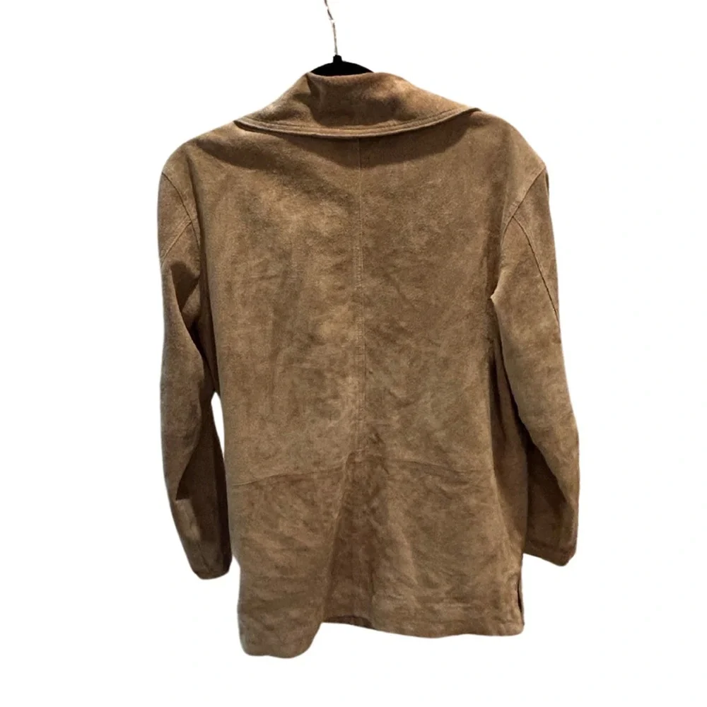 Coldwater Creek Suede Oversized Button Down Jacket | Tan | Size XS